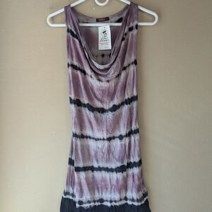 Purple and Blue Tie-Dye Tank Top Tunic